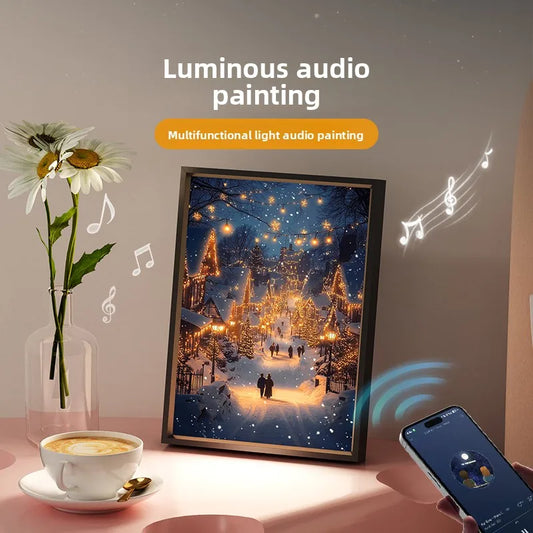 Creative Decorative Atmosphere Lamp Gift USB Powered LED Light Painting Night Light with Bluetooth Speaker Room Desk Ornaments