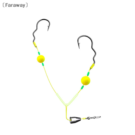 〔Far〕Double Hook Fishing Hair Rigs Hook Reverse Bottom Line Suspension Carp Fishing Hook Ready Made Anti Bottom Carp Rigs