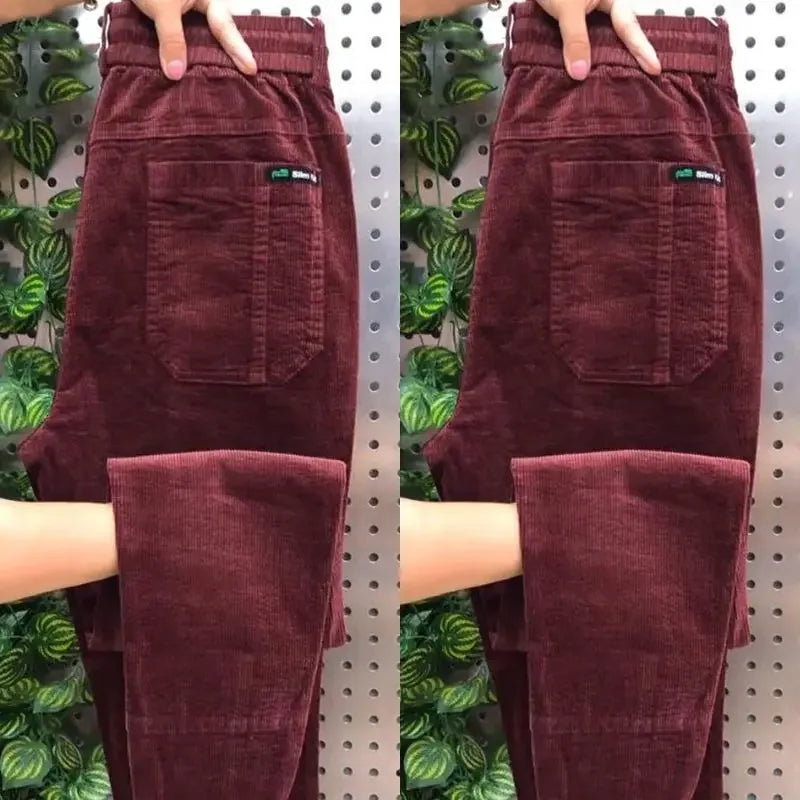 Autumn Winter Casual Pants Elastic Wais Men Corduroy Trousers Six Pockets Joggers Baggy Slim Mens Trousers Designer Sweatpants