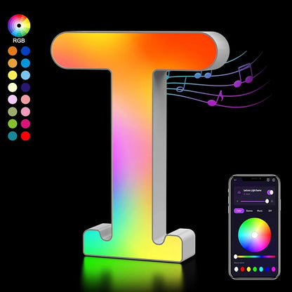Smart LED Letters Lights Alphabet Light Decorative Name Letter Number Lamp Night Light USB MeRGBW App Music Sync Logo Game Home