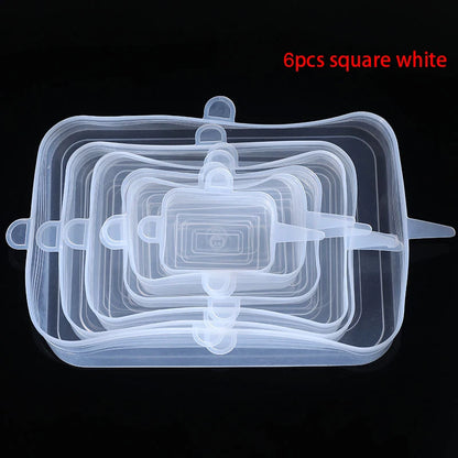 6/12Pcs/Lot Silicone Stretch Lids Universal Taper Pot Bowl Food Wrap Sealed Cover for Kitchen Cookware
