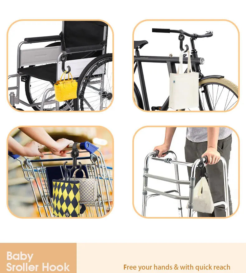 1/3pcs Baby Bag Stroller Hook Pram Rotate 360 Degree Rotatable Cart Organizer Pram Hook Crochet Stroller Accessories