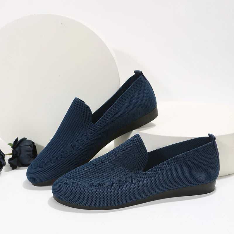 Women Flat Toe Knitted Ladies Office Shoes Comfortable Formal Shoes for Woman Female Ballet Flats Designer Sneakers