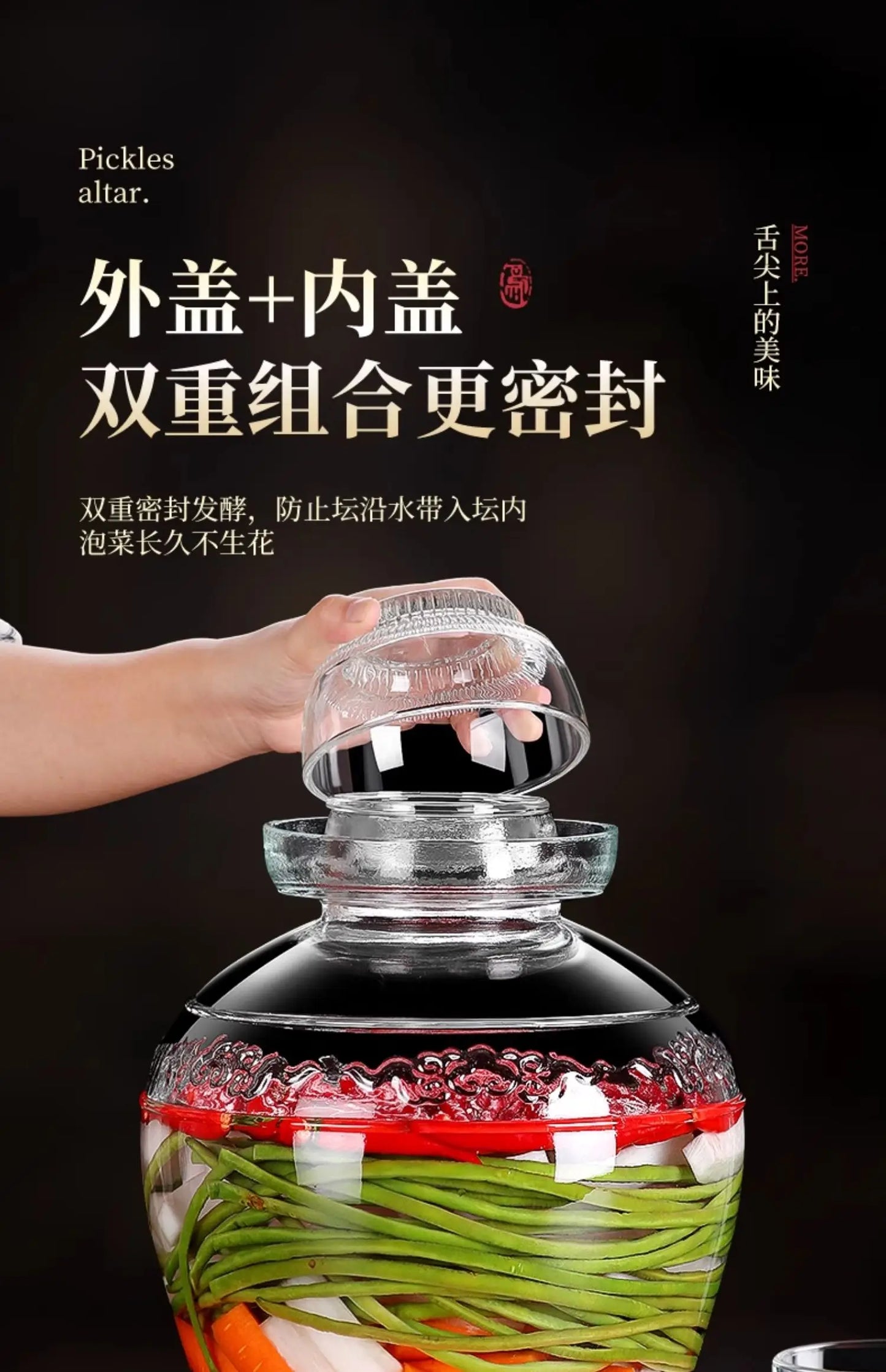 Traditional Fermenting Kit Crock with Water Seal Airlock Lid, for Pickles Kimchi Sauerkraut,Glass Jar with Lid Fermentation Jar