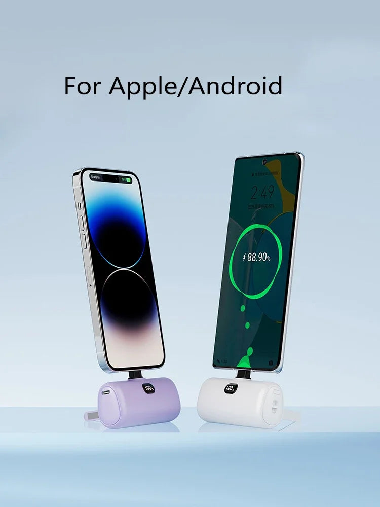 New Mini Capsule Power Bank Pocket Fast Charging Digital Display Power Bank Holder Portable Power Bank for iPhone,Xiaomi,Huawei
