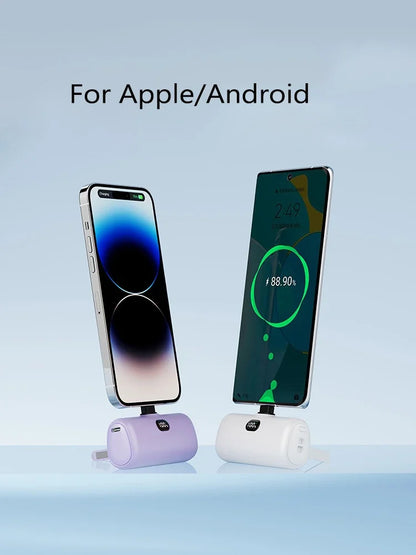 New Mini Capsule Power Bank Pocket Fast Charging Digital Display Power Bank Holder Portable Power Bank for iPhone,Xiaomi,Huawei