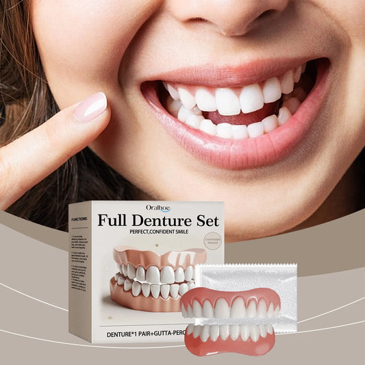 Silicone False Teeth Upper Lower Veneers Dentures Whitening Fake Teeth Confident Smile Comfortable Fit Teeth Orthodontic Tools