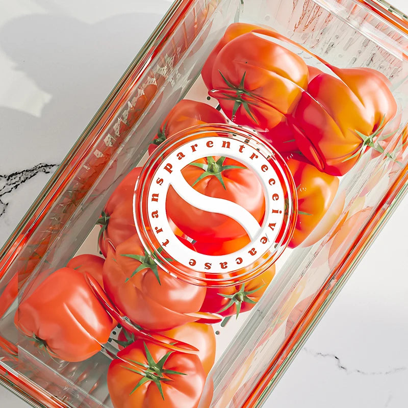 Stackable Refrigerator Storage Box with Lid, Capable of Storing Bread, Food, Vegetables, and Fruits，organizer box with handle