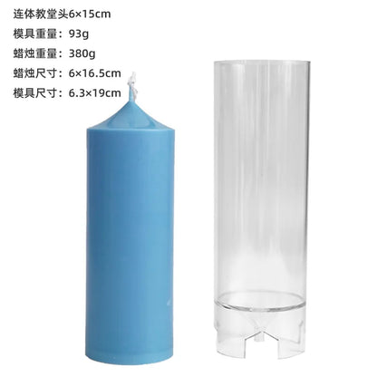 Spire Cylindrical Plastic Candle Mold DIY Geometric Conjoined Church Top Candles Making Supplies DIY Retro Church Wedding Decor