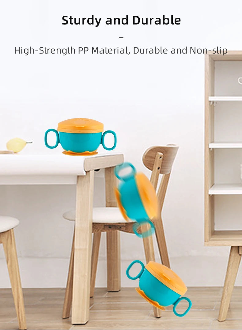 Children Tableware Baby Plastic Snack Bowl High Suction Double Handle Snack Cup Snacks Storage Box Kids Feeding Bowl