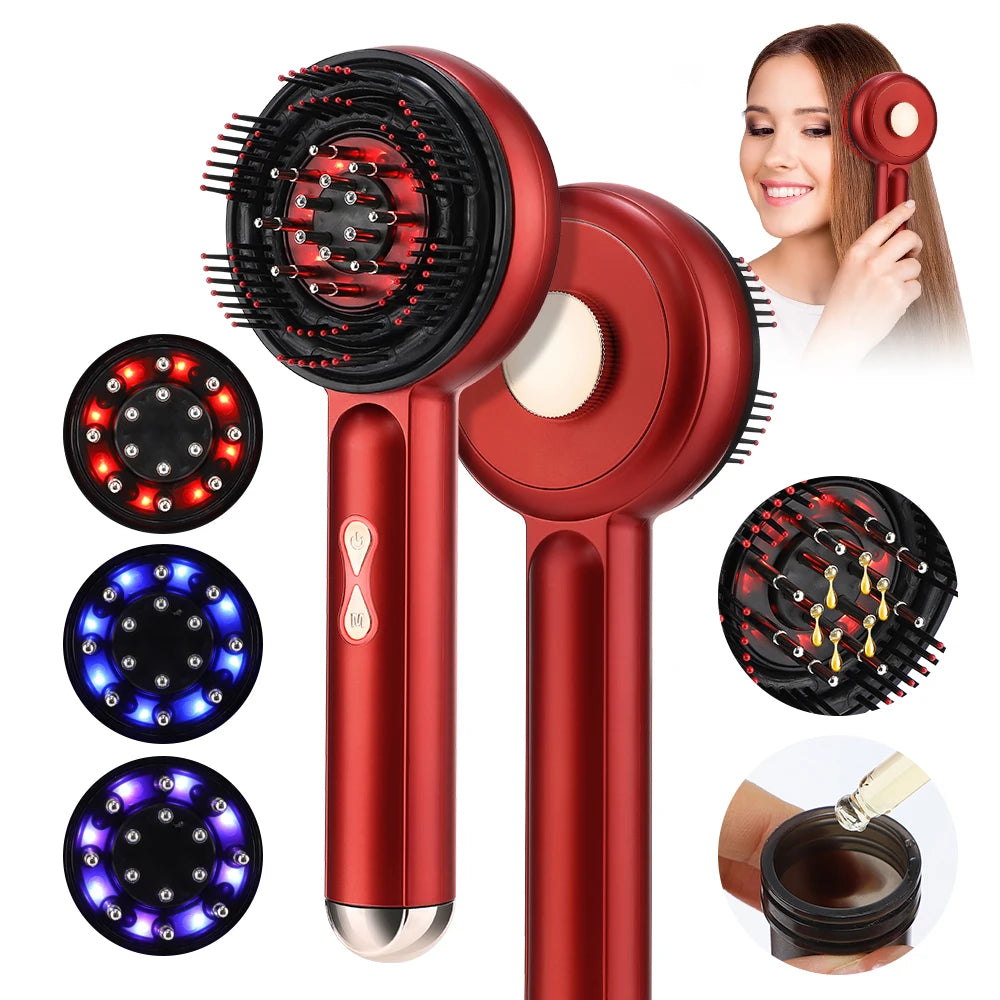 Electric Hair Regrowth Brush with Infrared Light Machine Acupoint Scalp Massage Anti-Hair Loss Exercise Hair Scrubber Combs