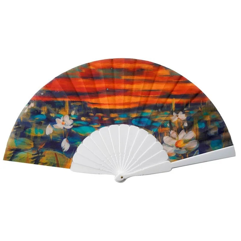 Oil Painting World Famous Painting Folding Fan Plastic Fan Art Craft Gift Home Decoration Ornaments Dance Hand Fan Gifts