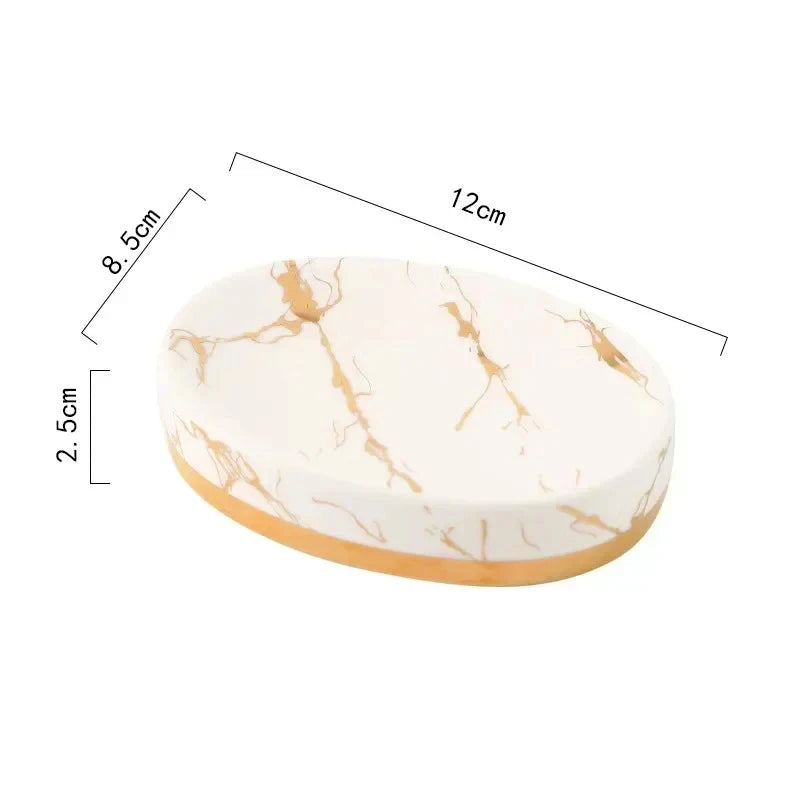 Soap Dish, Marble Look Bar Soap Holder Soap Sponge Tray Soap Case Box Saver for Bathroom Shower Kitchen Sink-  Marble Look