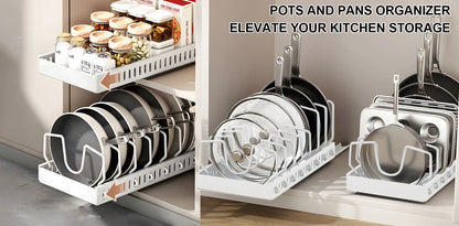 Pull out Pots and Pans Organizer Sliding Pot Lid Holder Kitchen Spice Rack Tableware Organizer Multifunctional Dish Drying Racks