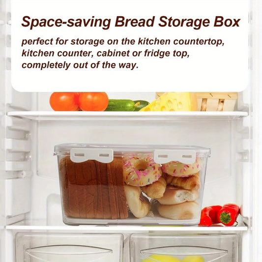 1Pcs Bread Box 3 Size Rectangular Bread Storage Boxes with Time Recording Clear Loaf Bread Container Airtight Bread Keeper Box