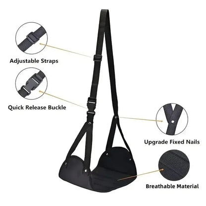 Airplane Footrest With Adjustable Strap, Portable Hammock Leg Rest, Perfect Travel Accessories