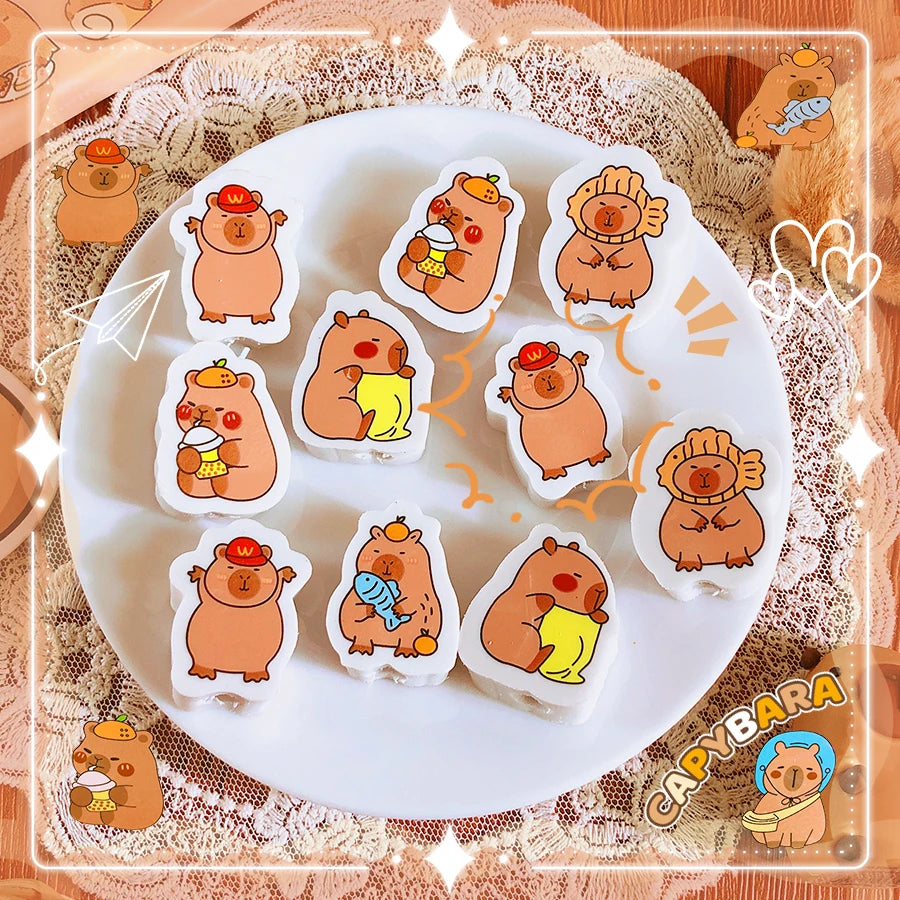 school useful teacher gift kawaii stationery supplies office accessories funny erasers cute capybara rubber Aesthetic stationery
