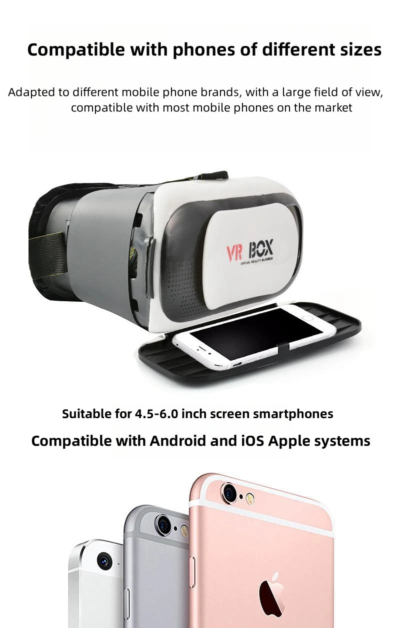 3D VR Glasses Headset Head-Mounted Adjustable VR For 4.7-6.1 Inches Android Smart Phones Virtual Reality Movie Game Helmet
