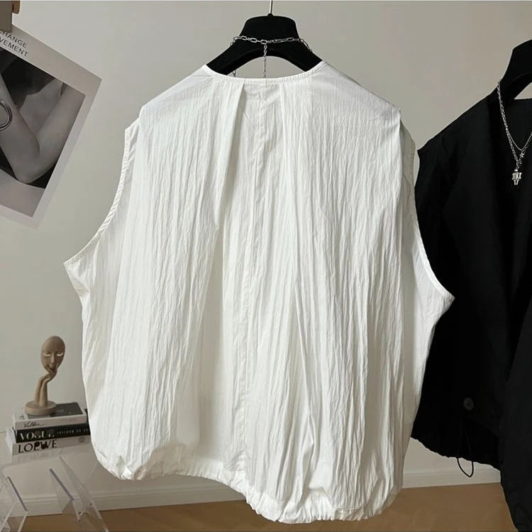 Oversize Casual All-match Vest Coat Women 2025 Summer New Sleeveless Tops Mujer Y2k Lapel Neck Loose Cardigan Jackets