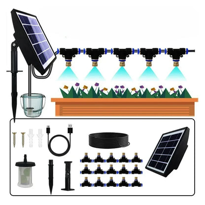 Solar Irrigation System for Garden Plant Automatic Drip Irrigation System DIY Garden Watering System Drip Hose Irrigation