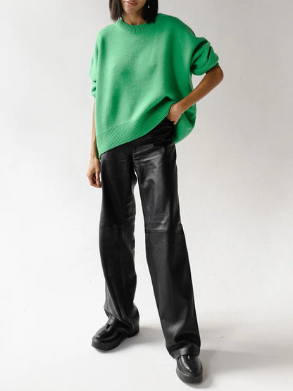 Light Blue Oversized Sweaters For Women 2024 Trend White Loose Sweater Casual Autumn Winter Warm Thick Knit Sweater Women Jumper