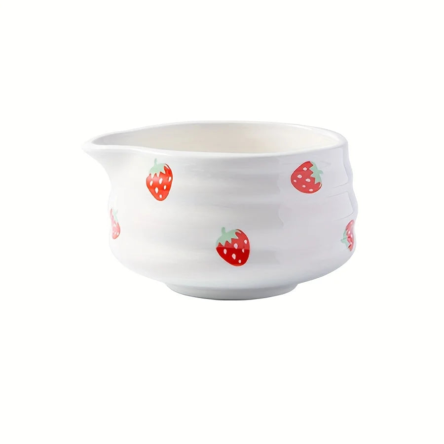 1/3/4/5pcs cute strawberry mouth matcha bowl and matcha whisk set, Japanese fresh matcha tool set and matcha bowl