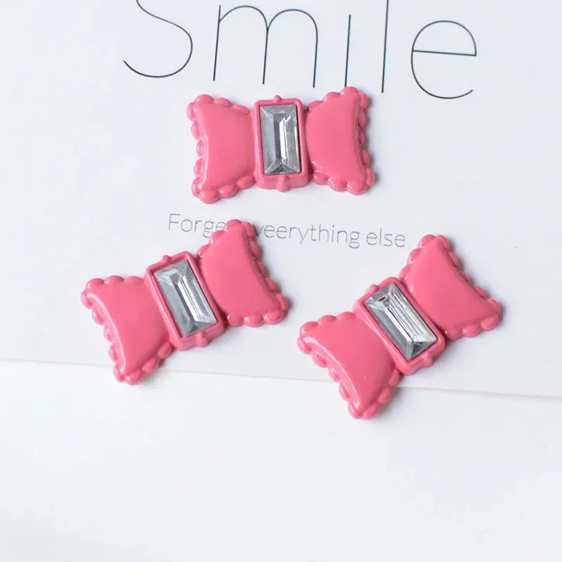 5pcs Cute Pink Series Cartoon Resin Flatback Cabochons for Diy Jewelry Making Handmade Crafts Materials