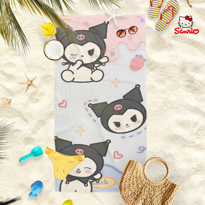 Adorable Cartoon-Printed Beach Towels: PomPomPuu, Pochacco, Cinnamo, and Kitty Designs! Suitable for towels, bath towels