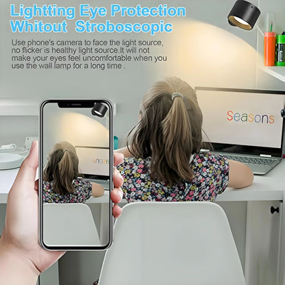 Led 2 in 1 Wall Lights Touch Control 2000mah Battery Usb Recharge 360° Rotatable Wireless Portable  Bedroom Reading Night Lamp