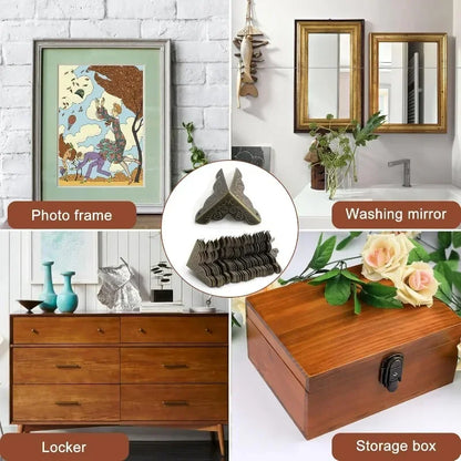 Antique Corner Protector Furniture Corners with Screws Jewelry Box Table Corner Brackets DIY Furniture Decorative Metal Corners