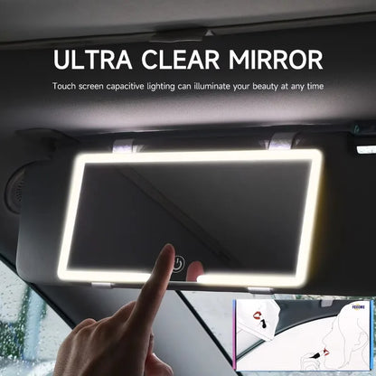 Car Interior Mirrors Sun Visor Plate LED HD Makeup Mirror for Girls Women Rechargeable Fill Light Universal Thin Vanity Mirror