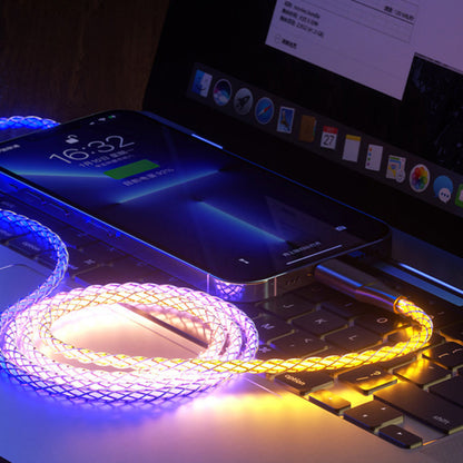 3 in 1 Glowing LED Light 6A 66W Fast Charging Micro USB Type C Cable For iPhone Samsung Xiaomi Redmi Phone Charger USB Cable