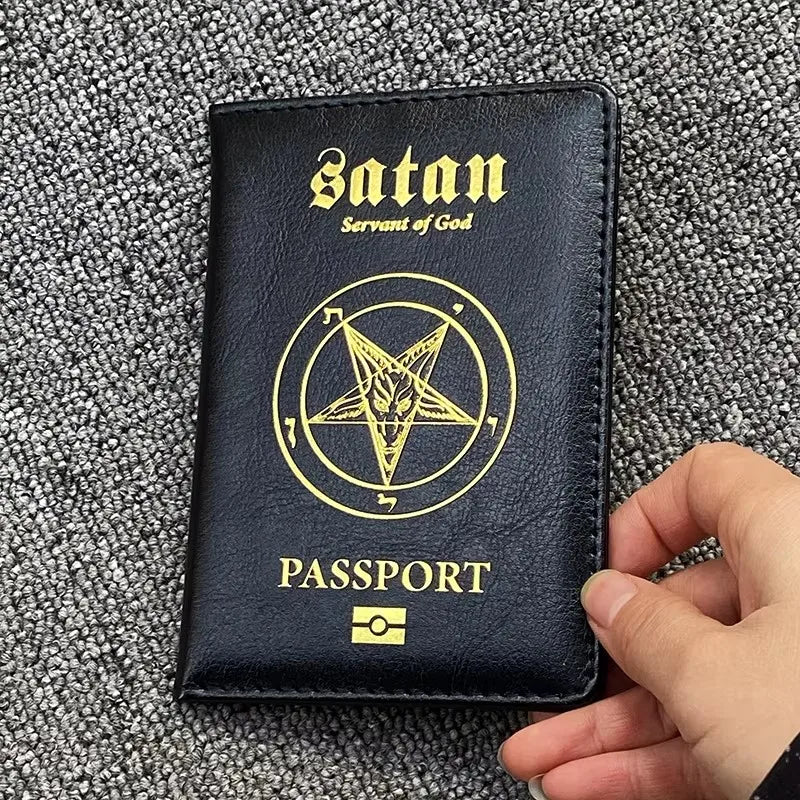 Satan Servant of God Passport Holder Pu Leather Passeport Case Women Travel Wallet Covers for Passports
