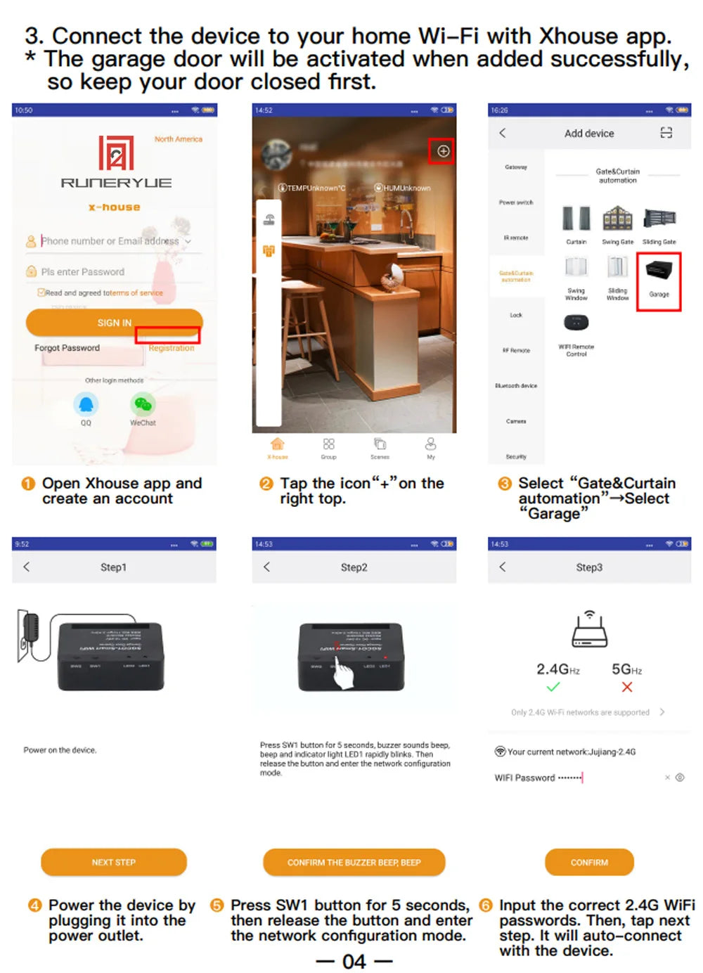 SGC01 WiFi Switch Smart Garage Door Opener Controller 24V Work With Xhouse APP Control by Phone for Swing Sliding Gate Opener
