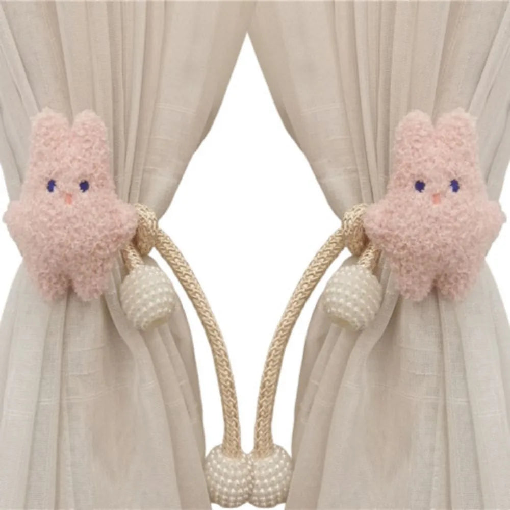 2Pcs Ins Cartoon Bear Curtain Cute Plush Window Curtain Buckles 3D Decorative Bear Curtain Tieback Curtain Accessories