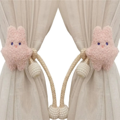 2Pcs Ins Cartoon Bear Curtain Cute Plush Window Curtain Buckles 3D Decorative Bear Curtain Tieback Curtain Accessories