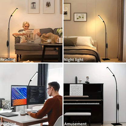 LED Floor Lamp, Eye Caring Reading dimmable desk lamp  flexible gooseneck [120 LED 3 color] for living room, bedroom, office