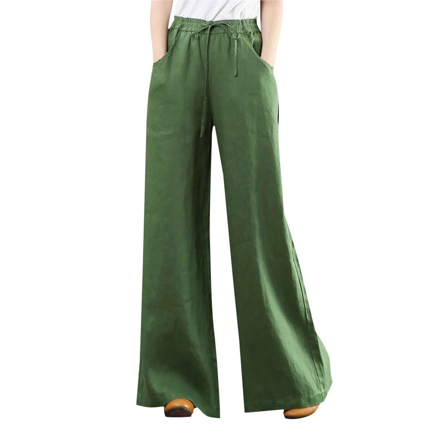 Women Summer High Waisted Palazzo Pants Wide Leg Long Pant Trousers With Pocket Internet celebrity new hot selling