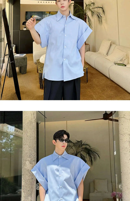 LUZHEN Niche Design Stylish Short Sleeve Shirts Original Fashion Elegant Handsome Korean Clothing Men Casual Blouses Tops LZ4028