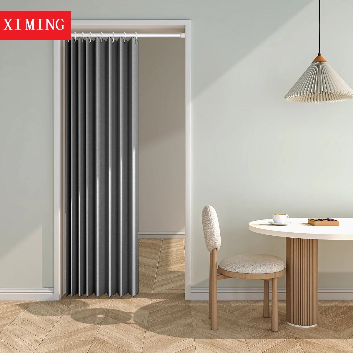 Fixed folding door curtain partition curtain household cloth curtain fitting room bedroom curtain air conditioner windproof heat