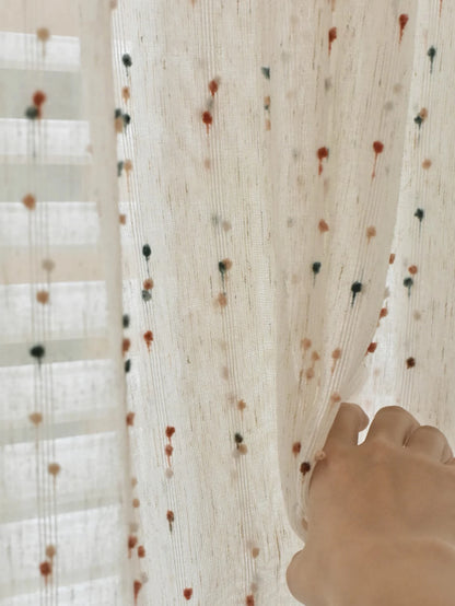 Rainbow little dessert hemp girl room curtain window curtain advanced sense curtain gauze curtain dust-proof polyester curtain