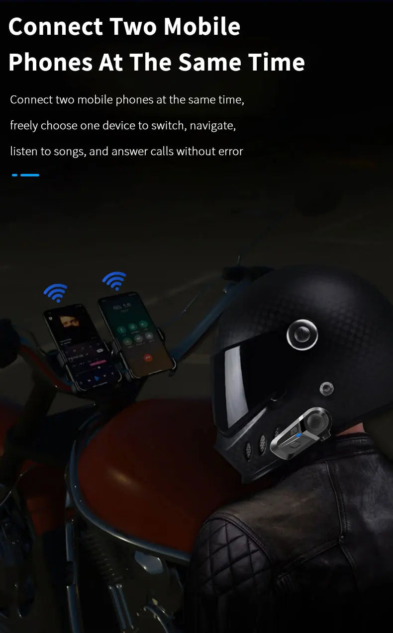 Bluetooth 5.3 Wireless Motorcycle Helmet Headset Hands-free Call Phone Motorcycle Waterproof Earphone Music Player Moto Helmet