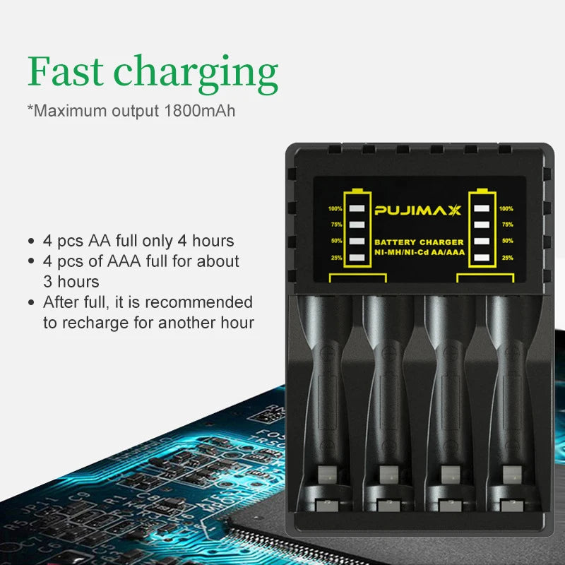 4 Slot Electric AAA Battery Charger Intelligent Fast with LED Indicator Usb Chargers For AA/AAA Ni-MH/Ni-CD Rechargeable Battery