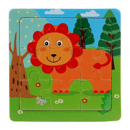 Plane Puzzles Cartoon Animals Wooden Montessori Game Kids Cognitive Jigsaw Puzzle Baby-Toy Educational Toys for Children Toddler