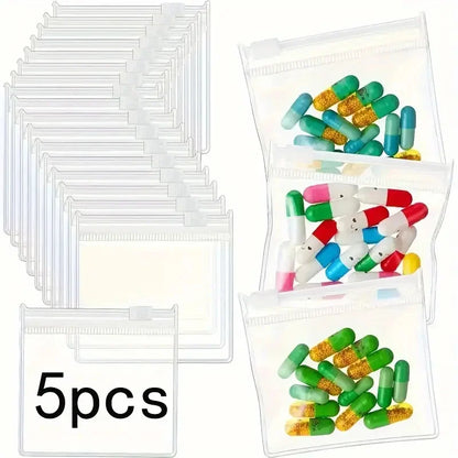 Reusable Pill Bags in 5/10/20pcs – Durable, Leak-Proof Zipper Pouches, Transparent Medicine Organizers for Travel & Daily Use