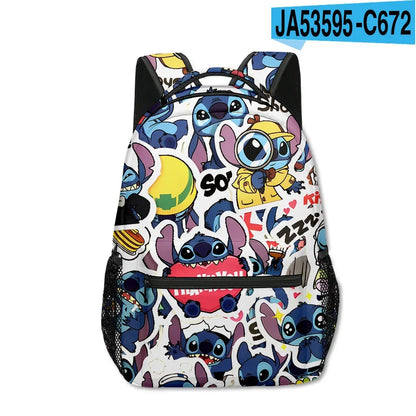 Stitch Primary School Student Anime Backpack Cartoon Large Capacity School Bag Printing Anime Kawaii Cartoon School Bag Mochila
