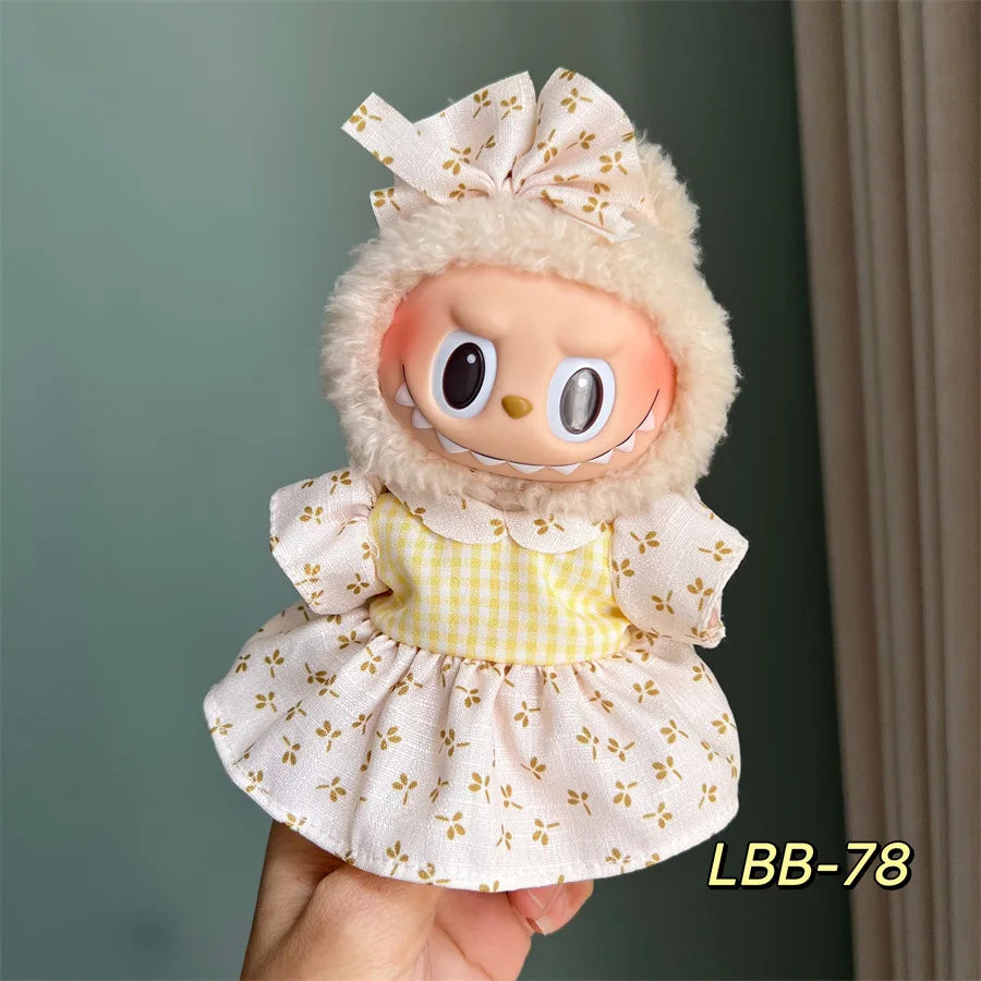 17cm Labubu Plush Doll Clothes Outfit  Fashion Clothes Accessories Labubu Multiple Series Cute Attire Gift for Doll Collectors
