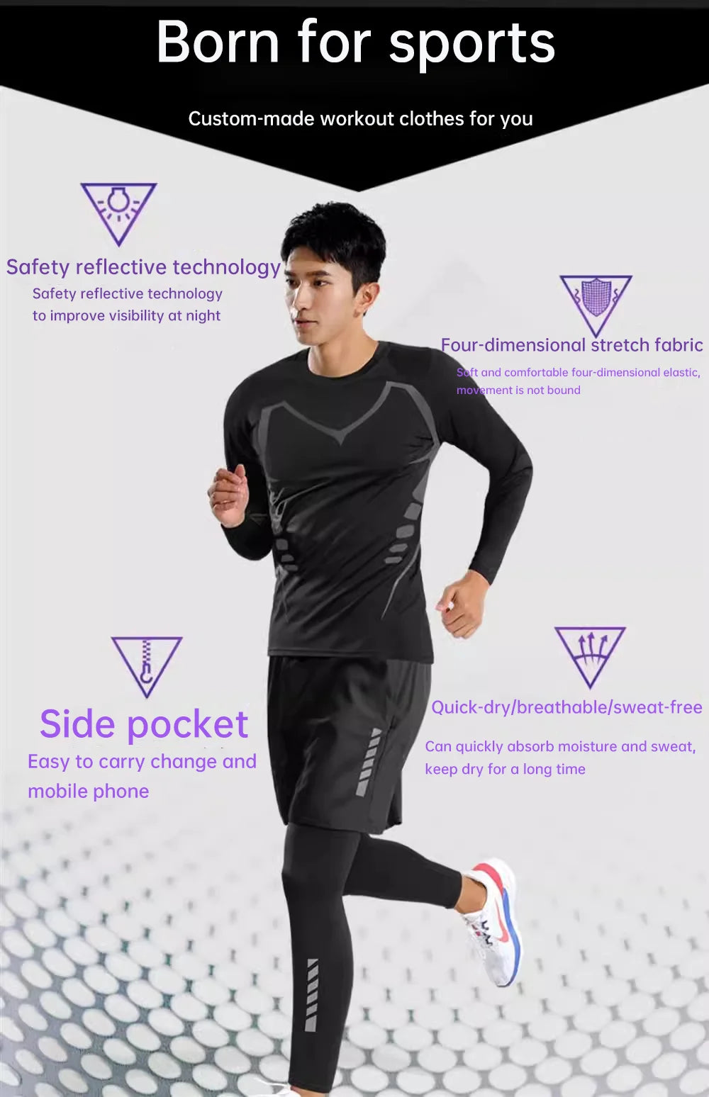 Sports kit men's running equipment 2024 spring and summer new training morning run outdoor quick-drying coat fitness clothing