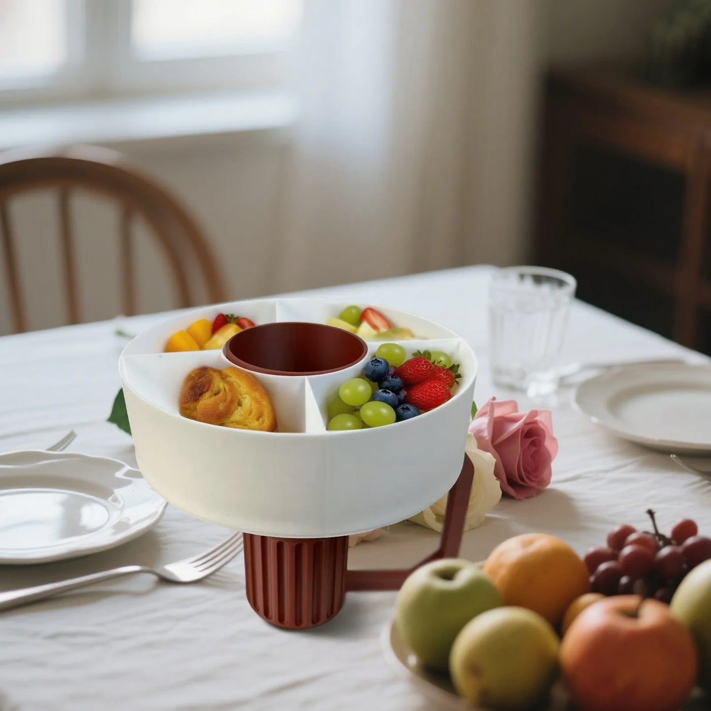 Outdoor Snack Tray Portable Outdoor Snack Platter Multi Functional Snack Tray,Reusable Snack Ring For Car Cup Holder,Home,Picnic