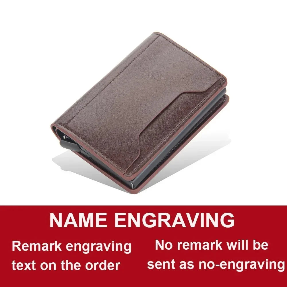 Anti Rfid Blocking Men Card Holder Case Wallets Free Name Customized Small Card Wallets Mini Wallet Qaulity Small Male Purses